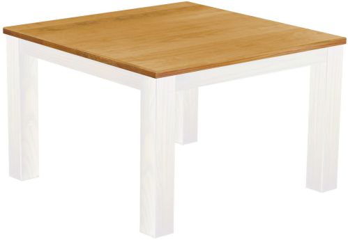 Tisch 120x120 Weiß Platte Honig massive Pinie